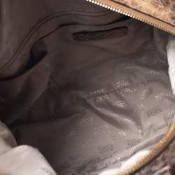 Pre Owned MICHAEL Michael Kors Brown Python Effect Suede Satchel