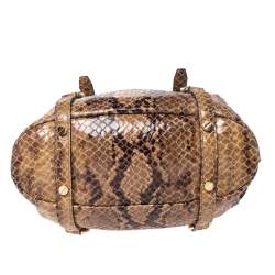 Pre Owned MICHAEL Michael Kors Brown Python Effect Suede Satchel