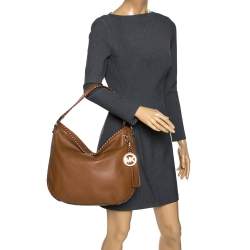 Pre Owned MICHAEL Michael Kors Brown Leather Whipstitch Hobo 