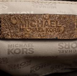 مملوكة مسبقًا حقيبة كتف مايكل مايكل كورس جلد نعام بني منقوش بقلاب