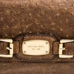مملوكة مسبقًا حقيبة كتف مايكل مايكل كورس جلد نعام بني منقوش بقلاب