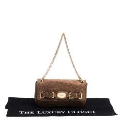 مملوكة مسبقًا حقيبة كتف مايكل مايكل كورس جلد نعام بني منقوش بقلاب