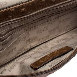 مملوكة مسبقًا حقيبة كتف مايكل مايكل كورس جلد نعام بني منقوش بقلاب