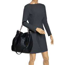 Pre Owned MICHAEL Michael Kors Black Leather Large Jet Set Chain Tote