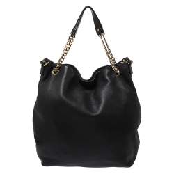 Pre Owned MICHAEL Michael Kors Black Leather Large Jet Set Chain Tote