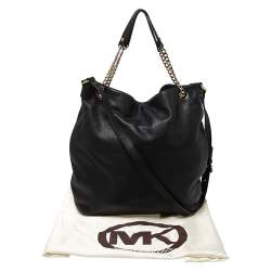 Pre Owned MICHAEL Michael Kors Black Leather Large Jet Set Chain Tote