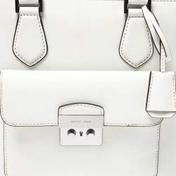 Pre Owned MICHAEL Michael Kors White Leather Medium Bridgette Tote