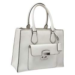 Pre Owned MICHAEL Michael Kors White Leather Medium Bridgette Tote