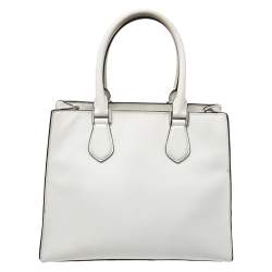 Pre Owned MICHAEL Michael Kors White Leather Medium Bridgette Tote