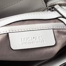 Pre Owned MICHAEL Michael Kors White Leather Medium Bridgette Tote
