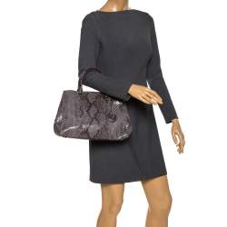 MICHAEL Michael Kors Grey Python Embossed Leather Satchel