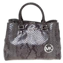 MICHAEL Michael Kors Grey Python Embossed Leather Satchel