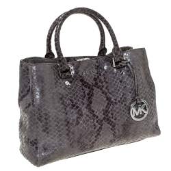 MICHAEL Michael Kors Grey Python Embossed Leather Satchel