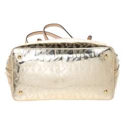 Pre Owned MICHAEL Michael Kors Gold Mirror Signature PVC and Leather Tote