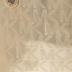 Pre Owned MICHAEL Michael Kors Gold Mirror Signature PVC and Leather Tote
