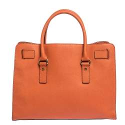 Pre Owned Michael Kors Orange Leather Hamilton East West Tote