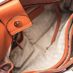 Pre Owned Michael Kors Orange Leather Hamilton East West Tote