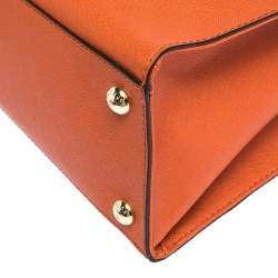 Pre Owned Michael Kors Orange Leather Hamilton East West Tote
