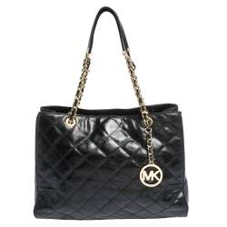 Pre Owned MICHAEL Michael Kors Black Leather Susannah Tote