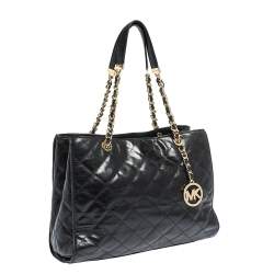 Pre Owned MICHAEL Michael Kors Black Leather Susannah Tote