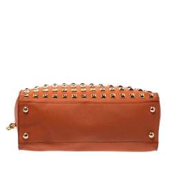 Pre Owned Michael Michael Kors Orange Leather Large Studded Hamilton Tote