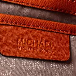 Pre Owned Michael Michael Kors Orange Leather Large Studded Hamilton Tote