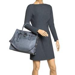 Pre Owned MICHAEL Michael Kors Grey Leather Large Hamilton North South Tote