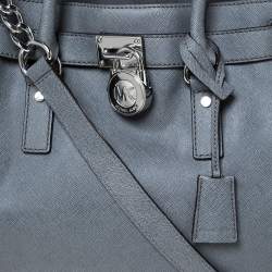 Pre Owned MICHAEL Michael Kors Grey Leather Large Hamilton North South Tote