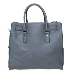 Pre Owned MICHAEL Michael Kors Grey Leather Large Hamilton North South Tote