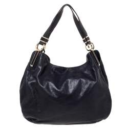Pre Owned MICHAEL Michael Kors Black Leather and Snakeskin Effect Evie Shoulder Bag