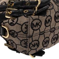 مملوكة مسبقًا MICHAEL Michael Kors Beige/Black Canvas and Leather Hobo