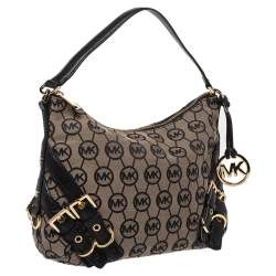 مملوكة مسبقًا MICHAEL Michael Kors Beige/Black Canvas and Leather Hobo
