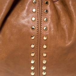 Pre Owned MICHAEL Michael Kors Brown Studded Leather Aster Ring Hobo