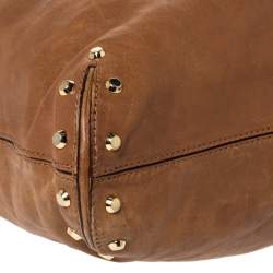 Pre Owned MICHAEL Michael Kors Brown Studded Leather Aster Ring Hobo