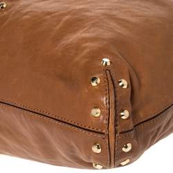 Pre Owned MICHAEL Michael Kors Brown Studded Leather Aster Ring Hobo