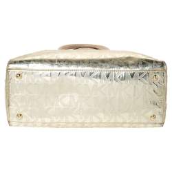 Pre Owned MICHAEL Michael Kors Gold Mirror Signature Leather Dome Satchel