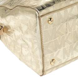 Pre Owned MICHAEL Michael Kors Gold Mirror Signature Leather Dome Satchel