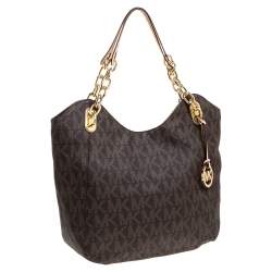 مملوكة مسبقًا Michael Michael Kors Brown Coated Canvas and Leather Lilly Chain Tote