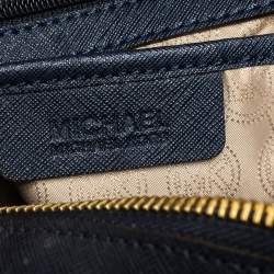 Pre Owned MICHAEL Michael Kors Navy Blue Leather Studded Grayson Satchel