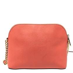 Pre Owned Michael Michael Kors Coral Orange Leather Emmy Cindy Crossbody Bag