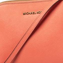 Pre Owned Michael Michael Kors Coral Orange Leather Emmy Cindy Crossbody Bag