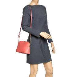 Pre Owned Michael Michael Kors Coral Orange Leather Emmy Cindy Crossbody Bag