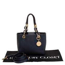 Pre Owned MICHAEL Michael Kors Navy Blue Leather Mini Cynthia Crossbody Bag