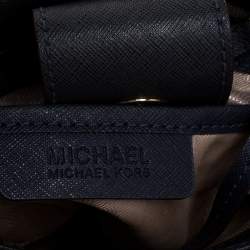 Pre Owned MICHAEL Michael Kors Navy Blue Leather Mini Cynthia Crossbody Bag