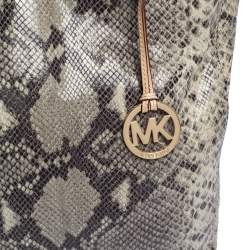 Pre Owned حقيبة يد مايكل مايكل كورس نورث ساوث جلد نقش ثعبان مادية / بيج
