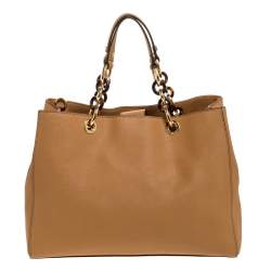 Pre Owned MICHAEL Michael Kors Tan Leather Large Cynthia Tote