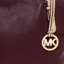 Pre Owned MICHAEL Michael Kors Burgundy Leather Top-zip Jet Set Tote