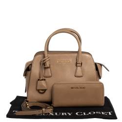 Pre Owned Michael Michael Kors Khaki Leather Medium Harper Satchel 