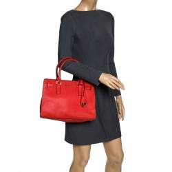 Michael Michael Kors Red Leather Medium Hamilton Tote