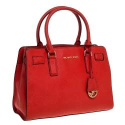 Michael Michael Kors Red Leather Medium Hamilton Tote